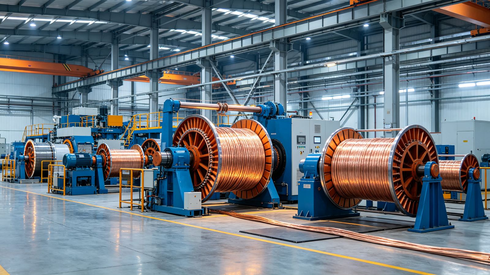 Modern cable manufacturing line with copper conductor production equipment — OUZHI Cable 欧智电缆